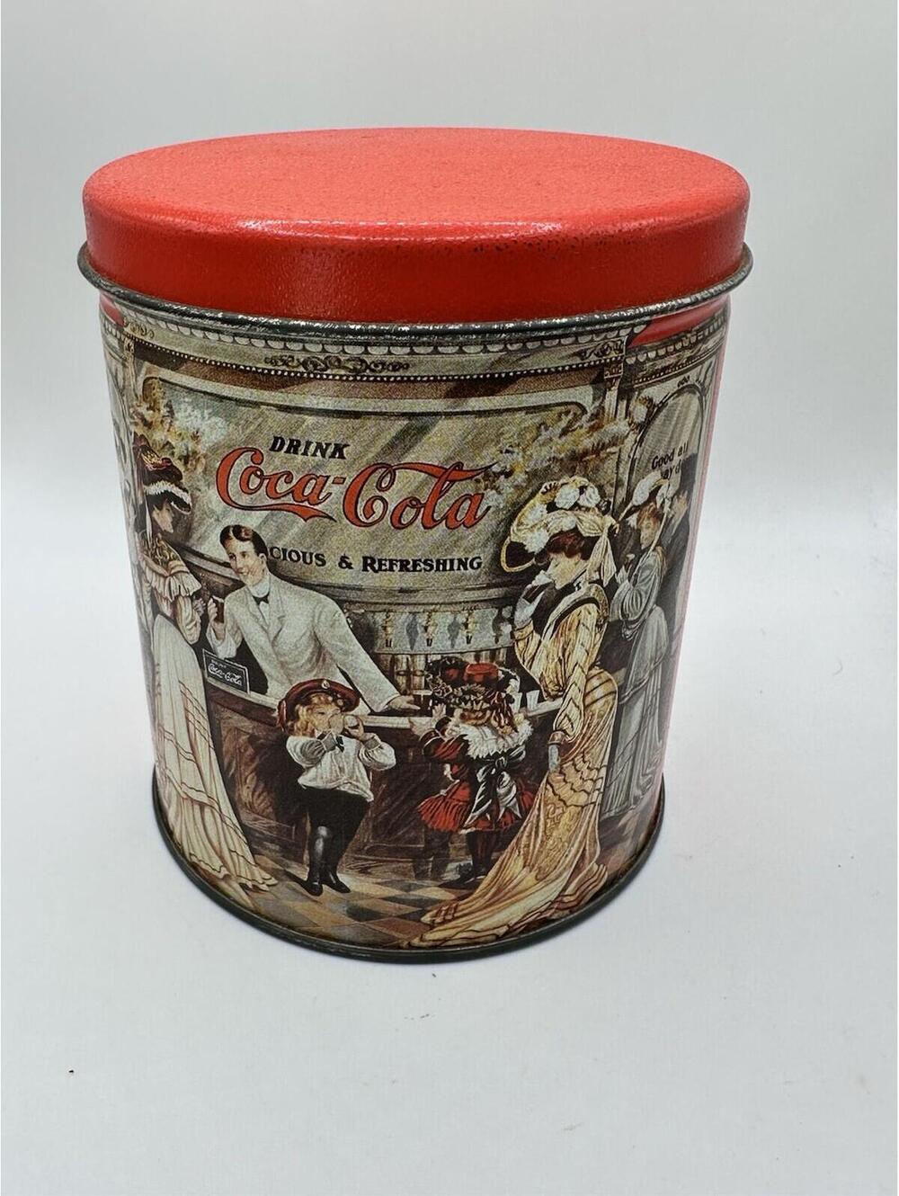 Vintage 1993 Coca Cola USA Made Metal Tin Can Container 5” x 4.5”